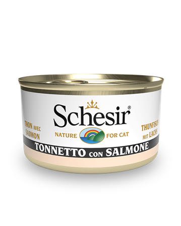 Schesir Tonnetto Con Salmone Cibo Umido Gatti Adulti Lattina 85g