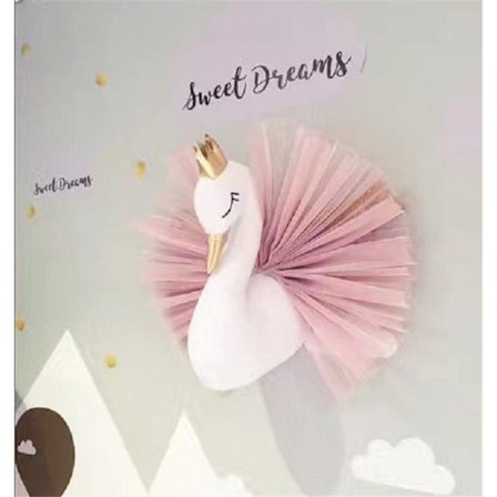 Gyllene 3D gasväv svanhuvud hängande för barnrum, barnrumsdekor,