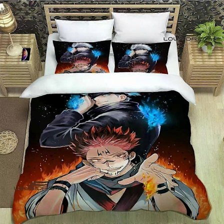 v834 Sengetøj Jujutsu Kaisen Tegneserie Sengetøjssæt udsøgt sengetøjssæt dynebetræk senge komfortsæt sengetøjssæt luksus fødselsdagsgave 3-delt