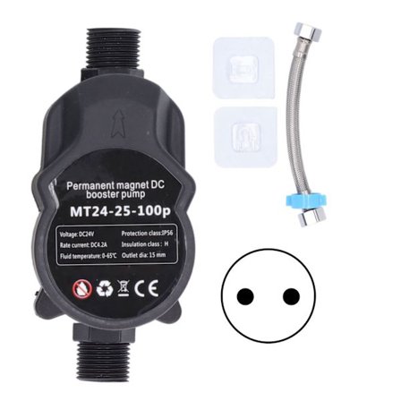 Boosterpumpe Automatisk vanntrykkdusj Boosting Resirkulerende veggfeste 24VDC 100‐240V EU-kontakt