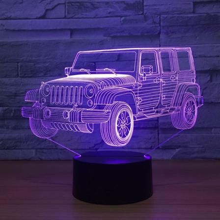 7 farveskiftende natlampe 3D atmosfære pærelys 3D visuel illusion LED-lampe til børnelegetøj julefødselsdagsgaver (bil)