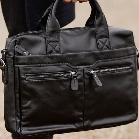 Sac pour ordinateur en cuir noir Mark pour hommes - Sacs en cuir