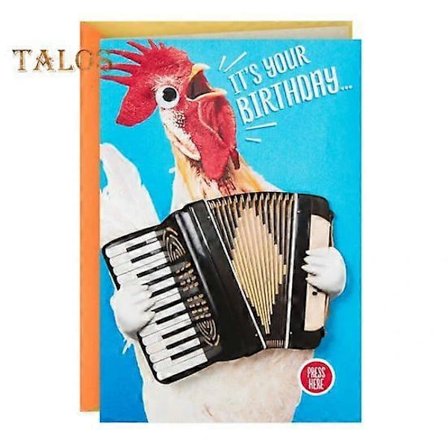 Musikalsk fødselsdagskort Sjov Kyllingedans med Harmonikabevægelse Fødselsdagsfest Gave til Børn Voksne Kylling