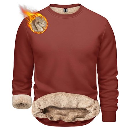 TACVASEN Vinter Tykk Fleece Crewneck Genser Herre Varm Sherpafôret Kraftig Vinter Pullover Basic Topper Skjorter Uten Hettegenser