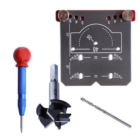 Tredreie Skjulte Hengsel Jig Kits 35mm Hengselhull Mal Jig Tredreie Borrelås Hullkutter Guide