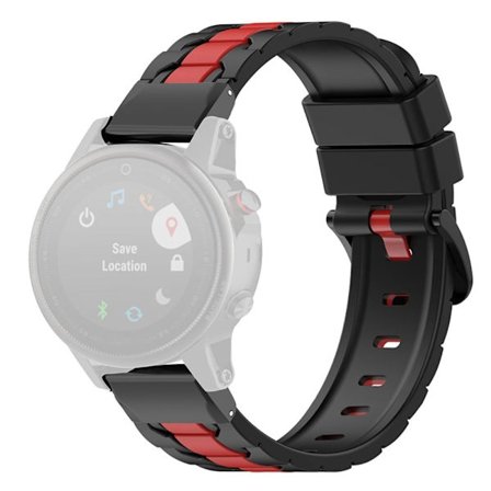 26 mm klockarmband i silikon för Garmin-klocka - Svart / Röd
