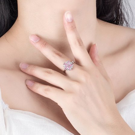 Kvinnors blomma ring zirkon ädelsten elektropläterad koppar ring ny trendig ring op