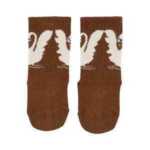 Mini Rodini Brown GOTS Swan Socks 28-31 (5-6 Years) - Underwear - 28-31 (5-6 Years) - Brown