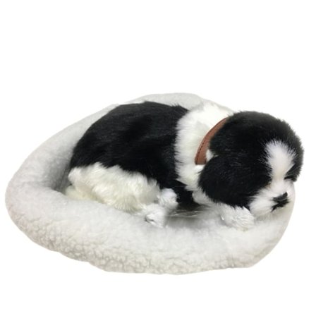 Söt Simulerad Sovande Katt/Hund Plyschdocka Med Bo Andning Fluffig Katt/Hund -t