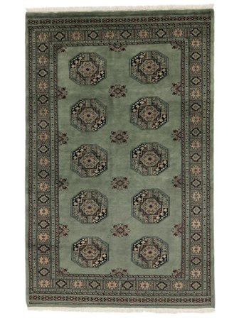 Noué À La Main Pakistan Boukhara 3Ply Tapis 138X215 De Laine Noir/Vert Foncé Petit