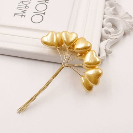 10 stk./bundt Kunstig Blomsterbundt Simuleret Kærlighedsblomst GULD