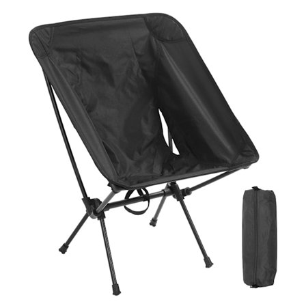 Foldbar Campingstol Kompakt Ultralet Vandrestol Aluminiumlegeringsstole med Opbevaringspose til Udendørs Vandreture Strand Sort