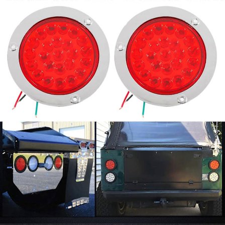 4-pack runda LED släpvagn bakljus röd 24 LED flänsmontering vattentät krom 4 tum broms stopp blinkers