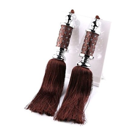 Blank glänsande tofsar över hela stjärnan lyx kristall gardin hängande boll slips upp remsor tofs hänge mörkbrun