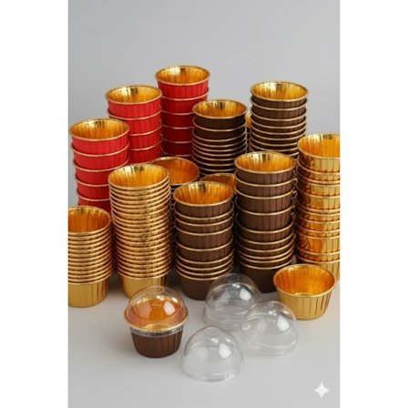 Muffinsform med Lock 30st Cupcakesform Aluminium Röd, Guld och Kaffebrun