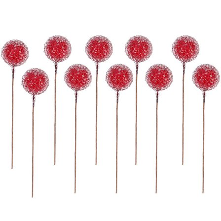 Juledekoration Kunstig Bær Lichee Mønster Rød Guld Sølv Kirsebær Støvdragere Mini Skum Bær Blomster til DIY Juletræ (FMY)