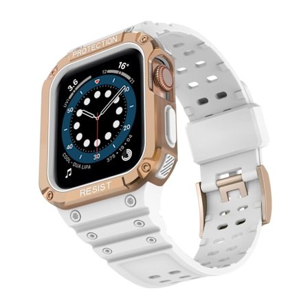 Klockarmband för Apple Watch iWatch Molnigt Vit + Roséguld Ram 38/40/41mm