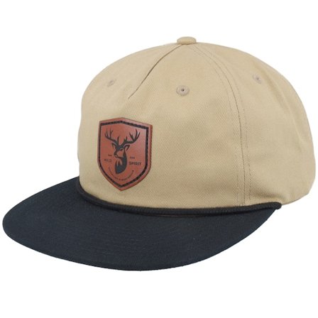 Wild Spirit - Beige snapback Cappellino - Brown Deer Shield Patch Khaki/Black Rope Snapback @ Hatstore