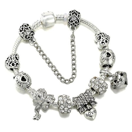Pandora Plata Style Charm Armbånd Kvinners DIY Henger Armbånd 8