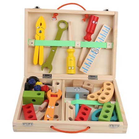 Träleksaksbil med muttrar, monteringssats, pedagogiska byggklossar, present till barn