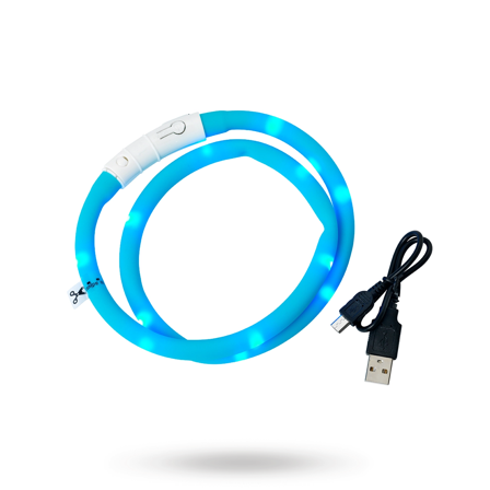 Dogman Blinkhalsband LED Turkos - Säkerhetslampor & reflxer till hundar- För stora hundar