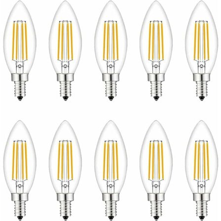 Pienet kierrettävät LED-lamput, 10 kpl E14 Lyhty Himmennettävä, Hehkulamput 40W E14/SES vastaava, 220V, Lämmin valkoinen 2700K, FanciBuy