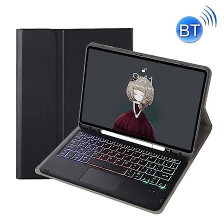 Samsung Galaxy Tab S6 Lite A610B Læder Etui med Bagbelyst Bluetooth Tastatur