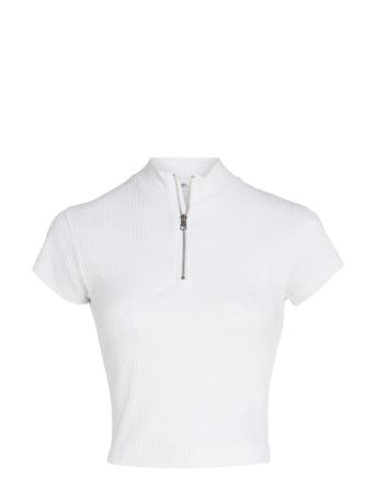 Variegated Rib Half Zip Top White Calvin Klein Jeans