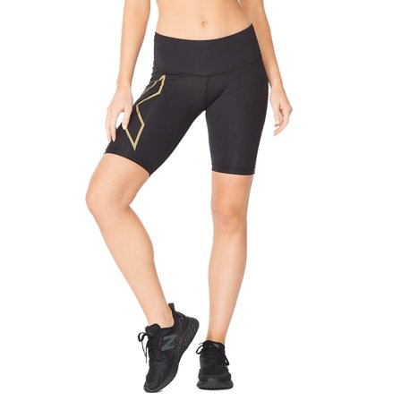 2XU Women's Light Speed Mid-Rise Compression Shorts Women workout shorts Black XS