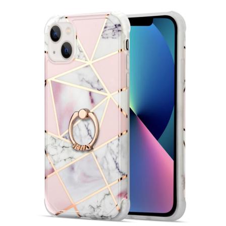 Skalo Iphone 13 Marmor Tpu Skal Med Ring - Motiv 2 Multifärg