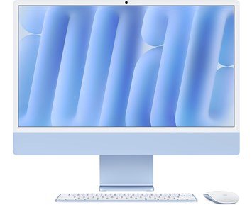 Apple 24-inch iMac with Retina 4.5K display, Apple M4 chip with 10-core CPU and 10-core GPU, 16GB, 256GB SSD - Blue - 24" Apple iMac M4 - 256 GB