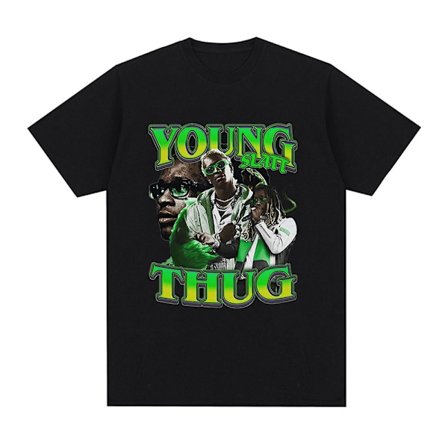 Rapper Young Thug Grafisk T-shirt Herr Dam Mode Hip Hop Vintage T-shirt