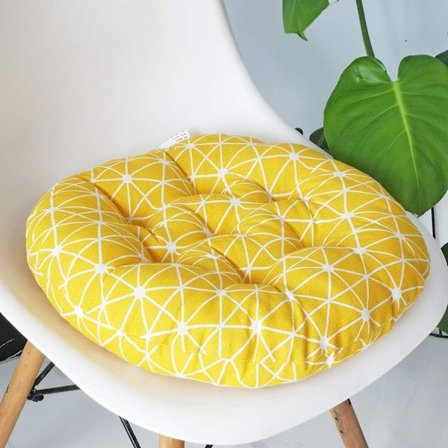 Blød rund stolpude have terrasse hjem køkken kontor siddepude gitter gul diameter 16"