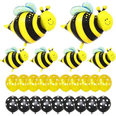 26-pack Bi-ballonger - Gula och svarta bi-ballonger i folie