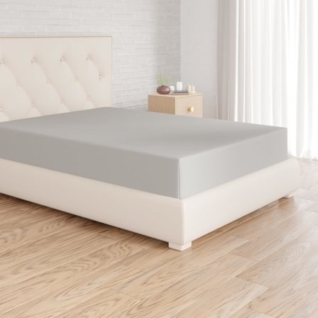 Basics Dra-på-lakan, 180 x 200 x 30 cm, Mikrofiberpolyester för tjocka madrasser upp till 30 cm, Ljusgrå