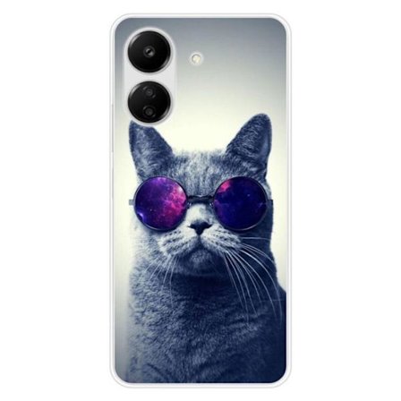 Silikonskal - Kompatibel med Xiaomi Redmi 13C 4G - design med katt med glasögon