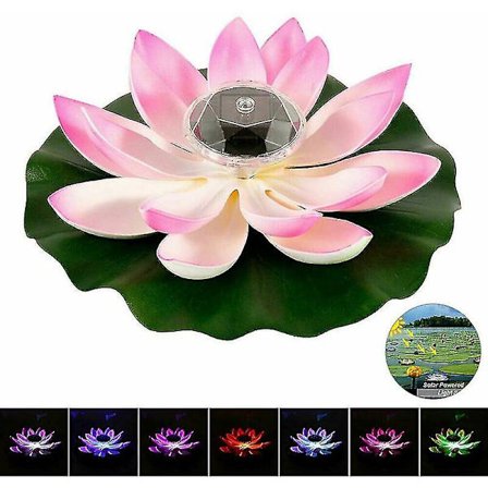 Aurinkovoimalla toimiva LED- "lotus-kukka" kelluva lampi allas yövalo