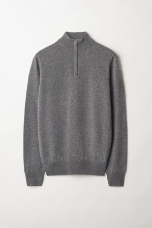 Soft Goat - Men's Half Zip - Men cashmere sweater - XXL - Grey
