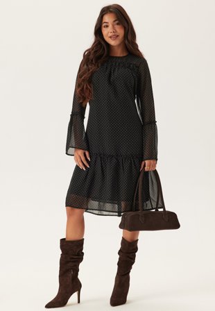 Happy Holly-Flounce Sleeve Dress-36/38