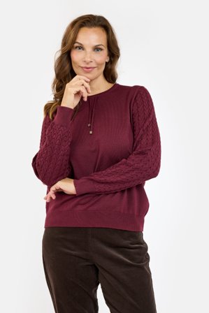 SIGNATURE - Langærmet Strik - Bordeaux - Bindebånd