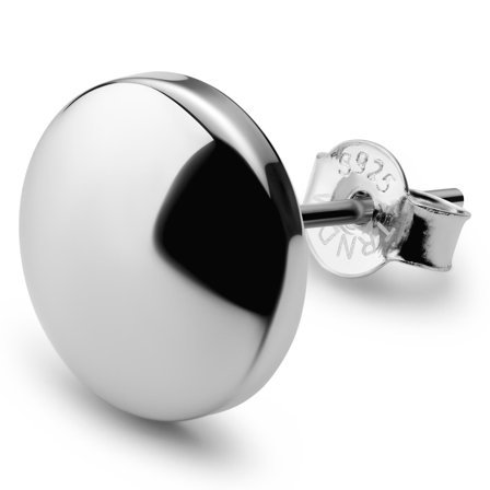 10 mm Rhodium-Plated Sterling Silver Stud Earring for Men - Stud earrings