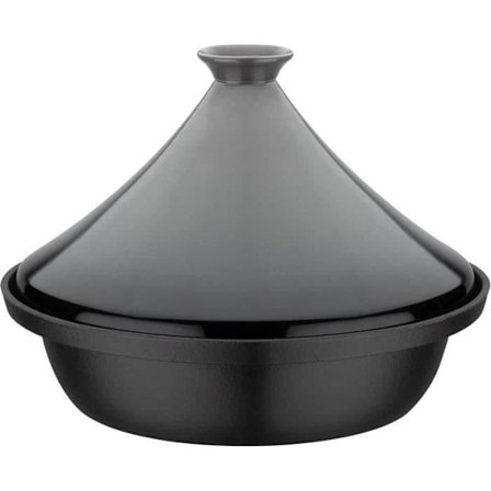 Solid gjutjärn tagine - GSW - 30 x 22 cm - Keramiskt lock - Induktion - Grå