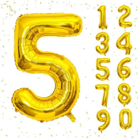 40 tuuman kultaiset helium-mylar-foliopallonumerot, numero 5 -pallo syntymäpäiväkoristeisiin lapsille, vuosipäiväjuhlien koristetarvikkeet