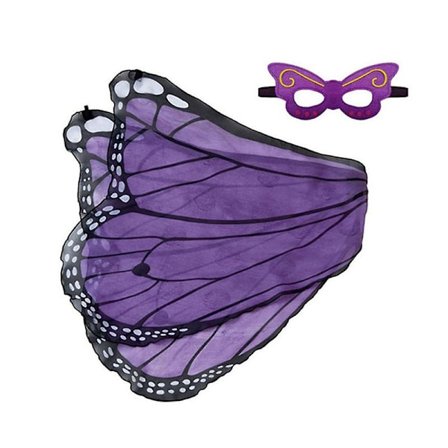 Kids Girl Butterfly Wings Kapp med maske Fairy Pixie Cosplay Costume-W1