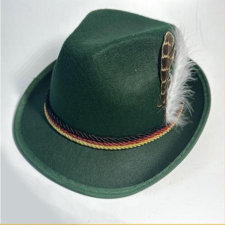 Dekorative fjærhatter, Western fjellhatter, Oktoberfesthatt, bayerske kostymer, cosplayhatter grønn green No,