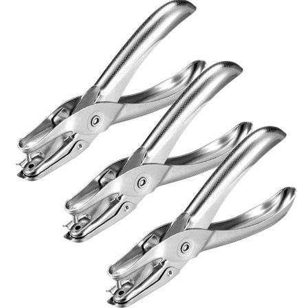 3-pak metalhulmaskine, enkel hulmaskine, egnet til skoler, hjem og kontorer (1/8 tomme hul).