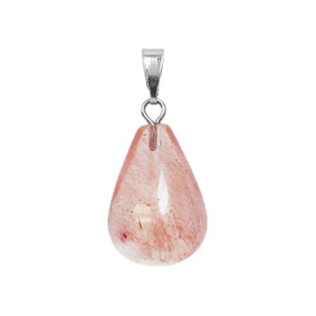 Droppformat Hänge Inkl. Berlockhållare, 14x27mm, "körsbärskvarts