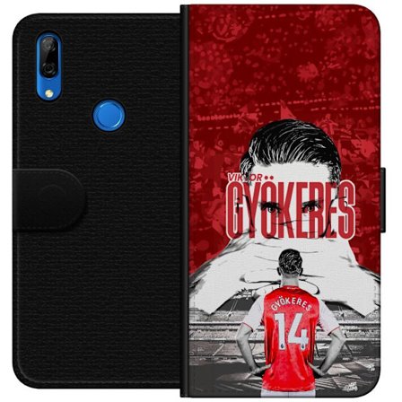 Kompatibelt Lommeboketui til Huawei P Smart Z Rød dramatisk kollasjebilde med Viktor Gyökeres portrett og spillere fra bak på arenaen