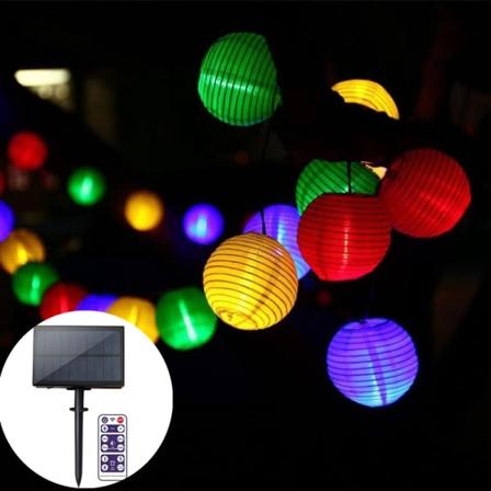 Aurinkokennovalosarja, 5M 20 LED värikäs valosarja kaukosäätimellä