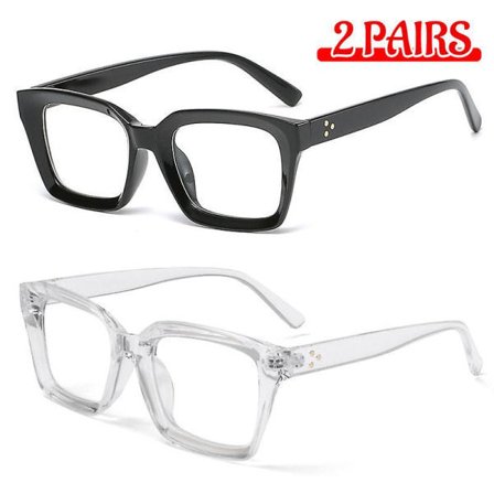 Ekstra Store Firkantede Lesebriller for Menn og Kvinner, Bærbare Stor Innfatning HD Svart Transparent